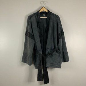 * Free People FP Movement Womens Walking Tall Kimono Belted S Small Sweater Gray